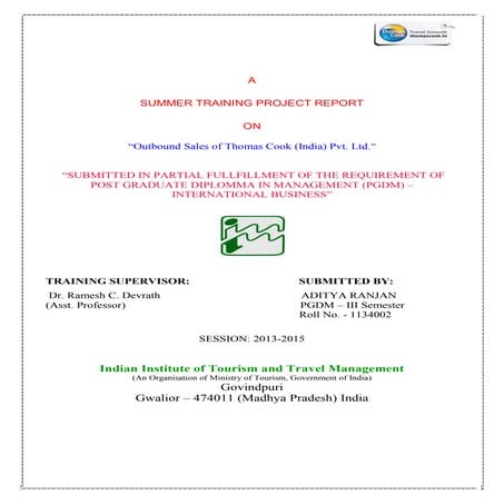 Internship report  thomas cook india ltd