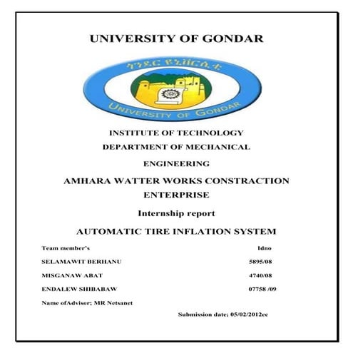AUTOMATIC TIRE INFLATION SYSTEM DESIGN PROJECT | PDF