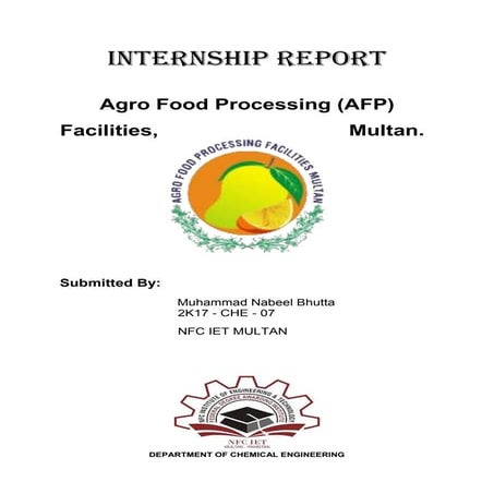 Internship report Agro food processing,Multan