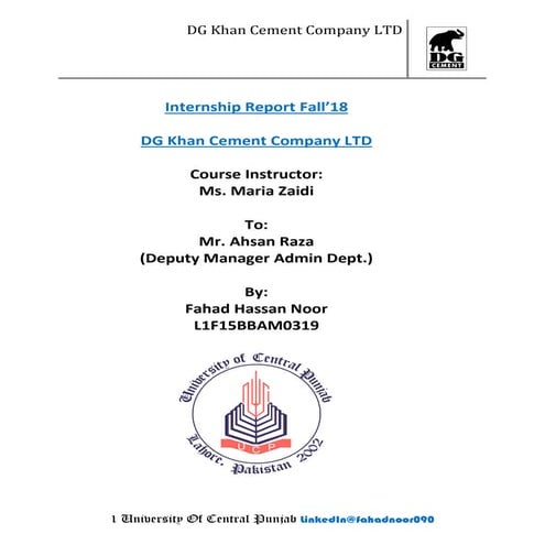 DG Khan Cement Company Ltd | Human Resource | Internship Report | Fahad Hassa...