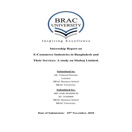 Internship report (e commerce industries in bangladesh and their services a s...
