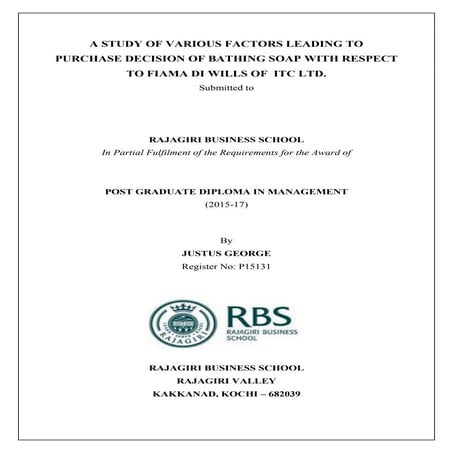 Internship Report on ITC Ltd. "A Study of various factors leading to purchase...