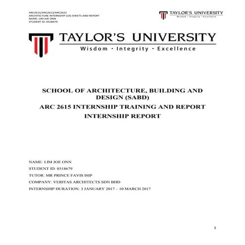Architecture Internship Report by Lim Joe Onn