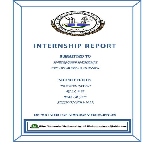 Internship report of genco 3 Wapda Muzafar garh 