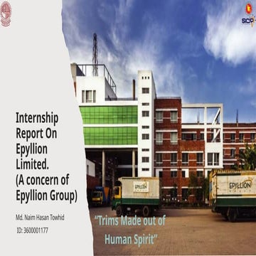 Internship Report Presentation on Textile Industry Management at Epyllion Group (Epyllion Limited)