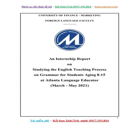 Internship Report quy trình dạy ngữ pháp Grammar for Students.docx