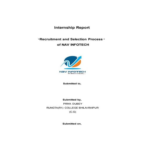 Internship report on recruitment and selection process