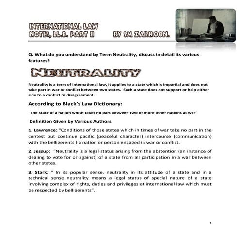 Intentional law. [ NEUTRALITY OF STATE]