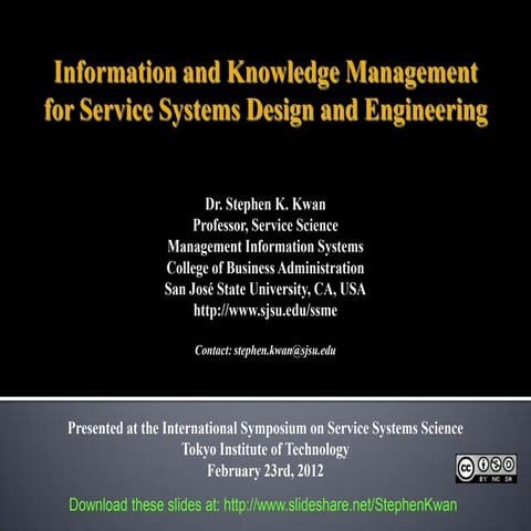 Interntional Symposium On Service Systems Science 2012 Kwan