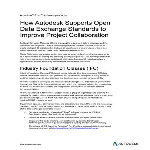 Whitepaper: How Autodesk Supports Open Data Exchange Standards 