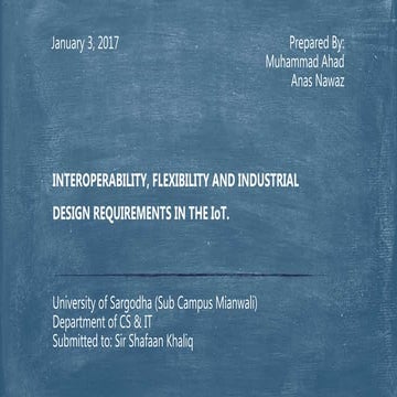Interoperability Flexibility and Industrial Design Requirements in IoT Devices.