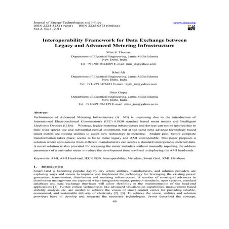 Interoperability framework for data exchange between legacy and advanced mete...