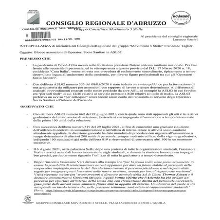 Interpellanza fts 40_blocco_assunzionioss_prot | PDF