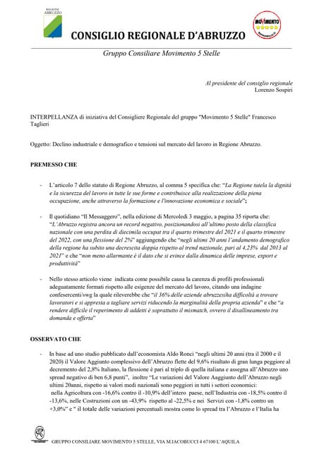 25.10.22 Chiarimenti sui ritardi in merito all’abbattimento del ...