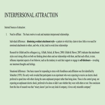 INTERPERSONAL ATTRACTION, INTERNAL AND EXTERNAL SOURCES OF ATTRACTION AND FOR...