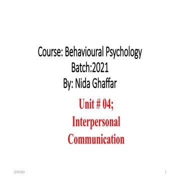 Interpersonal Communication in behavioral psychology