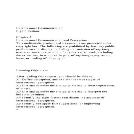 Interpersonal CommunicationEighth EditionChapter 3 I.docx