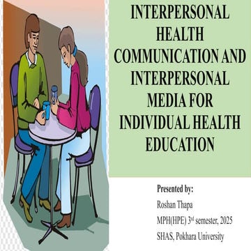Interpersonal health communication and interpersonal media for individual hea...