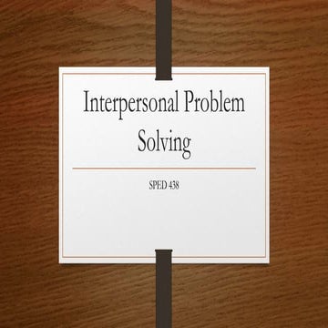 Interpersonal problem solving