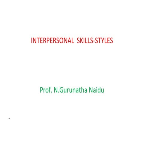 Interpersonal skills & styles
