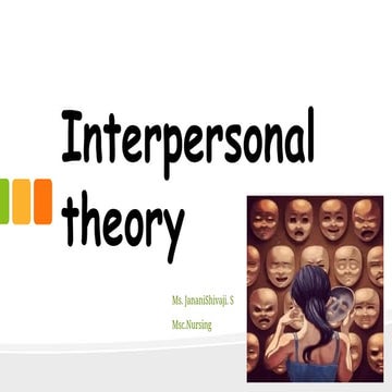 Interpersonal theory in Psychiatric Nursing