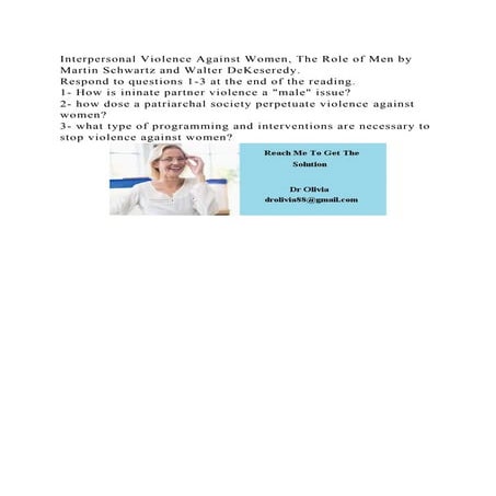Interpersonal Violence Against Women, The Role of Men by Martin Schw.docx