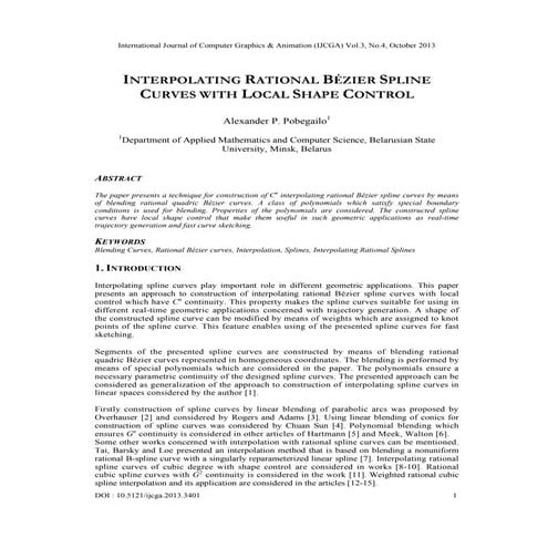 Interpolating rational bézier spline curves with local shape control