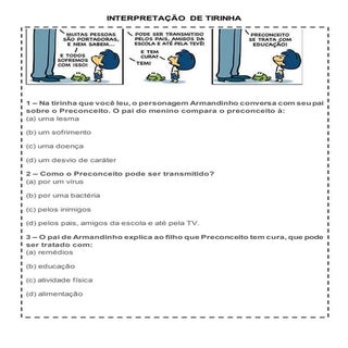 Interpretação de tirinha preconceito