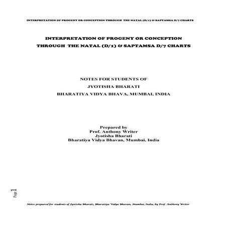 Interpretation of progeny or conception through d1 & d7 charts