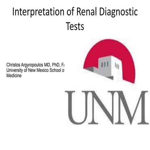 Interpretation of renal diagnostic tests