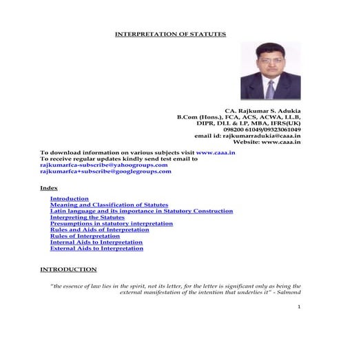 Interpretation of statutes | PDF