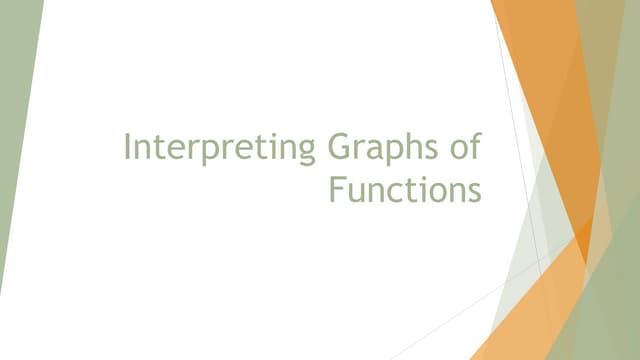 Interpreting Graphs and Functions of the