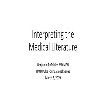 Interpreting the Medical Literature