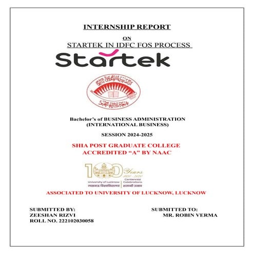 STARTEK INTERREPORT BPO, IDFC FOS PROCESS. | DOCX
