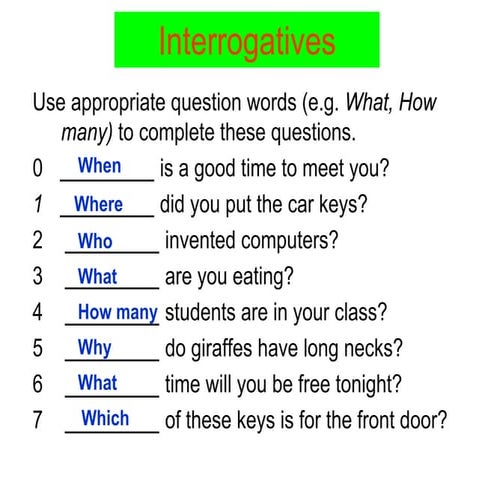 Interrogatives | PDF