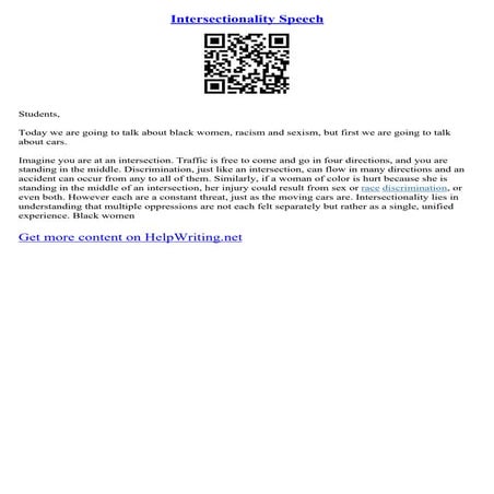 Intersectionality Speech