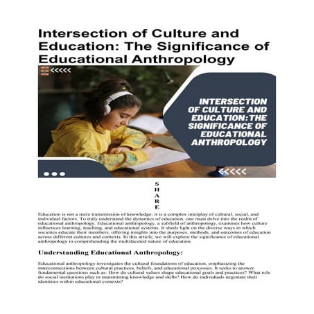 Intersection of Culture and Education: The Significance of Educational ...