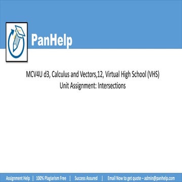 Intersections Unit Assignment - Virtual High School (VHS) - MCV4U