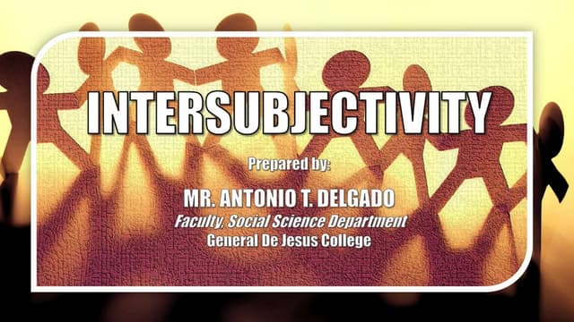 Intersubjectivity Meaning In Tagalog Intersubjectivity | PPT