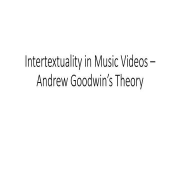Intertextuality in music videos – andrew goodwin’s theory