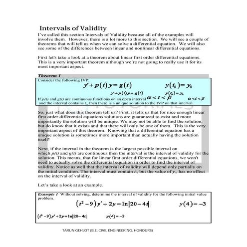 Intervals of validity