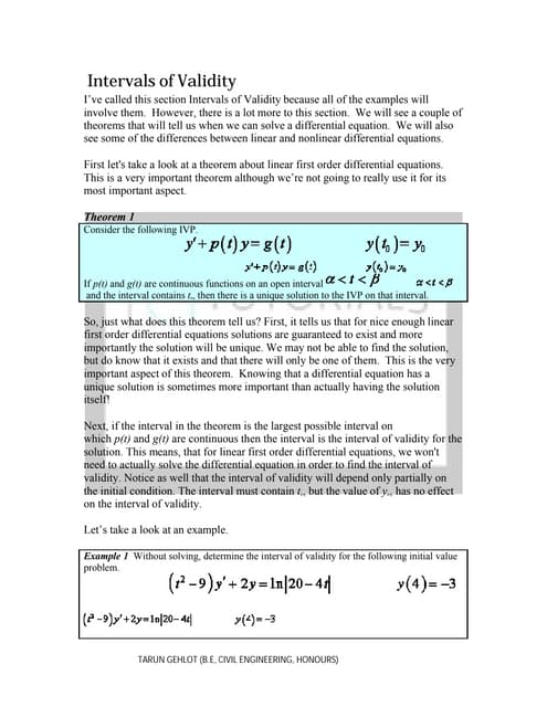 Intervals of validity