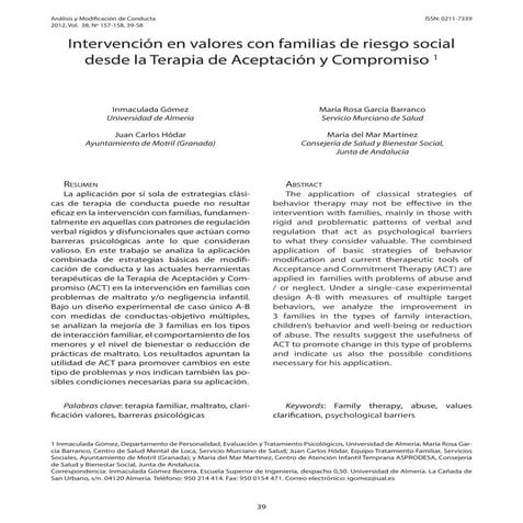 Intervención con familas en riesgo negligencia infantil