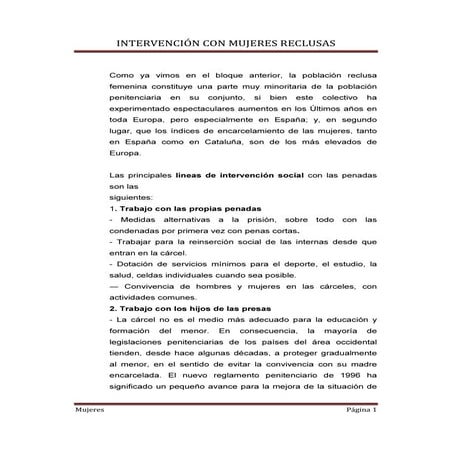 Intervención con reclusas