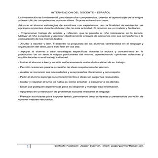 Intervencion del docente