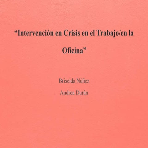 Intervencion en crisis en el trabajo en la oficina