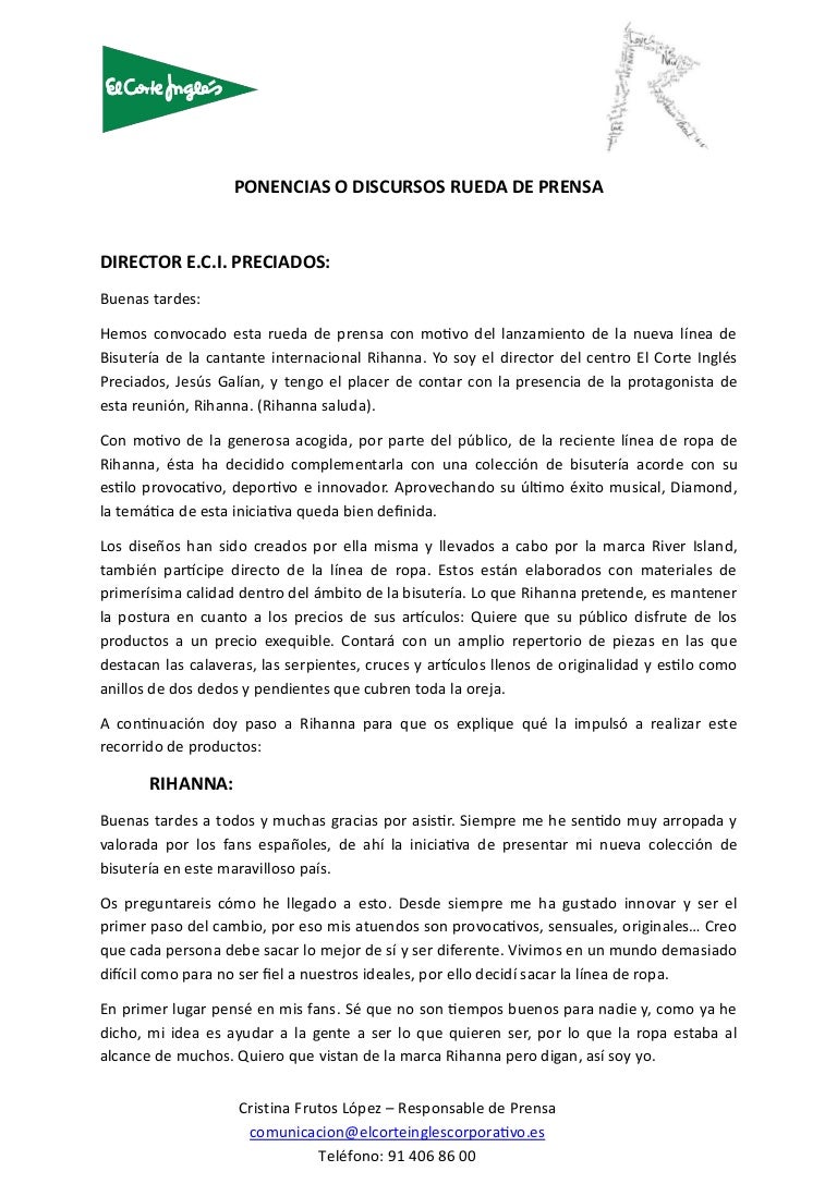 Intervenciones rueda de prensa - Bisutería Rihanna