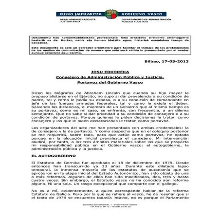 Intervencion de Josu Erkorena en Forum Euroa 17 05-2013