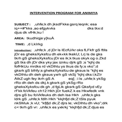 Intervention program for animiya