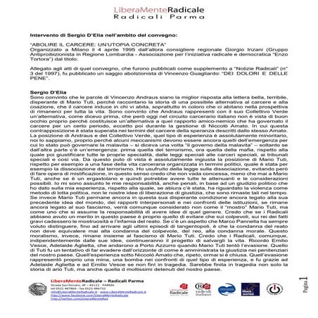 Intervento di Sergio D’Elia nell'ambito del convegno “ABOLIRE IL CARCERE: UN’...